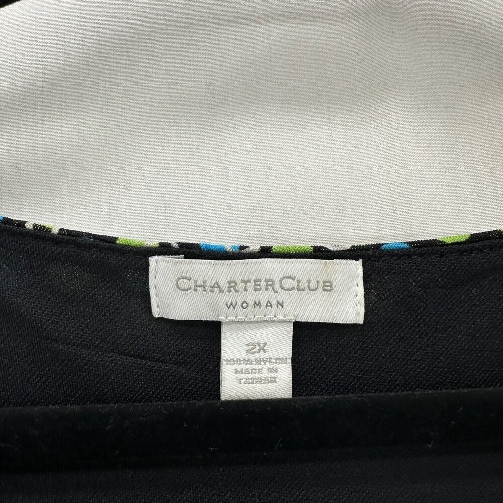 Charter Club Woman Tank Top Sz 2X Polka Dot Surplice Sleeveless Nylon Blue Green - Picture 8 of 10
